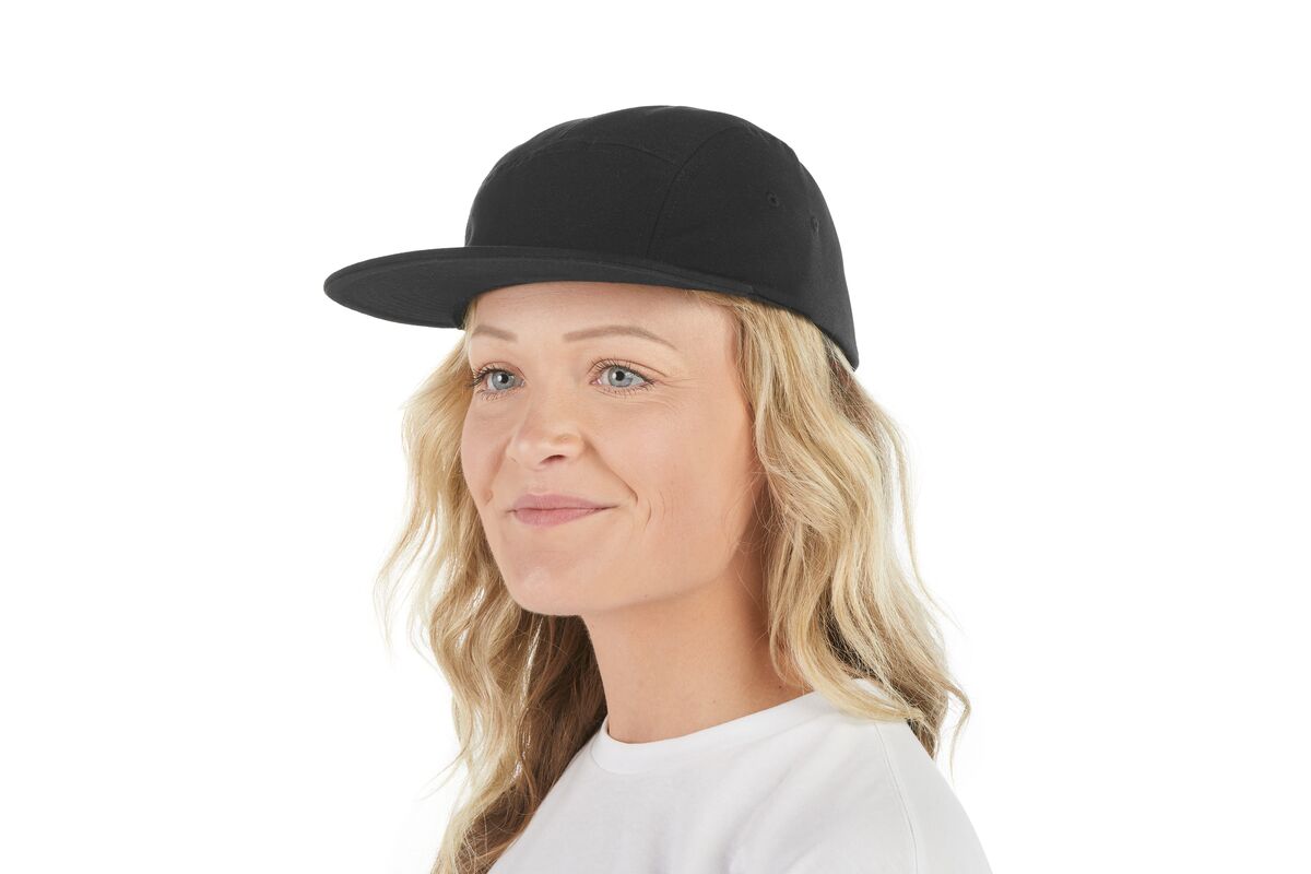 recycled-poly-flat-brim-5-panel-hat-r0 WebPDP-HAT003002_Recycled_Poly_Flat_Brim_5Panel_Hat_Black_Studio_Harper_Studios_0723_Front_2__HAT003002OS.jpg