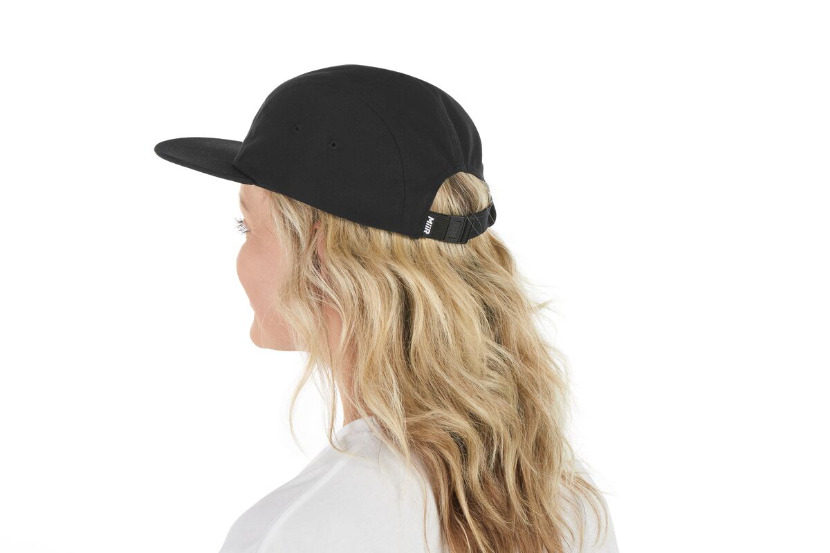 recycled-poly-flat-brim-5-panel-hat-r0 WebPDP-HAT003002_Recycled_Poly_Flat_Brim_5Panel_Hat_Black_Studio_Harper_Studios_0723_Side_2__HAT003002OS.jpg